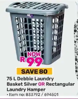 Game 75 L Debbie Laundry Basket Silver OR Rectangular Laundry Hamper offer