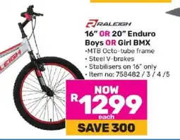 Game Raleigh 16” OR 20” Enduro Boys OR Girl BMX offer