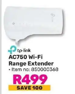 Game Tp-Link AC750 Wi-Fi Range Extender offer