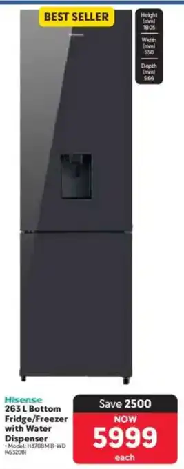 Makro Hisense Bottom Fridge/ Freezer with Water Dispenser offer