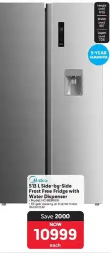 Makro Midea Side-by-Side Frost Free Fridge with Water Dispenser offer