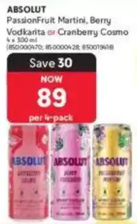 Makro ABSOLUT Passion Fruit Martini, Berry Vodkarta or Cranberry Cosmo offer