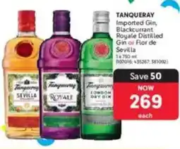 Makro TANQUERAY Imported Gin, Blackcurrant Royale Distilled Gin or Flor de Sevilla offer