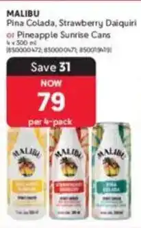 Makro MALIBU Pina Colada, Strawberry Daiquiri or Pineapple Sunrise Cans offer