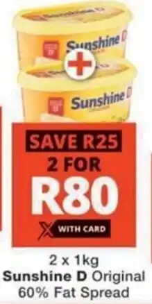Checkers Hyper Sunshine D Original 60% Fat Spread offer