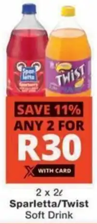 Checkers Hyper Sparletta/ Twist Soft Drink offer