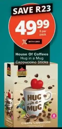 Checkers Hyper House Of Coffees Hug in a Mug Cappuccino Sticks offer