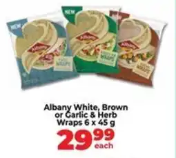 Food Lover's Market Albany White, Brown or Garlic & Herb Wraps offer