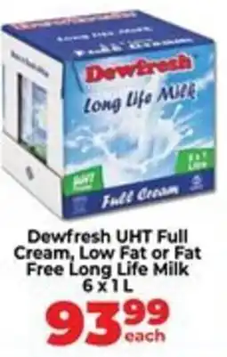 Food Lover's Market Dewfresh UHT Full Cream, Low Fat or Fat Free Long Life Milk offer