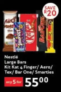 Oxford Freshmarket Nestlé Large Bars Kit Kat 4 Finger/ Aero/ Tex/ Bar One/ Smarties offer