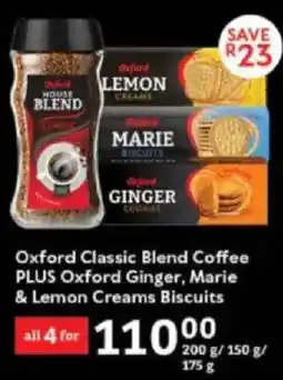 Oxford Freshmarket Oxford Classic Blend Coffee PLUS Oxford Ginger, Marie & Lemon Creams Biscuits offer