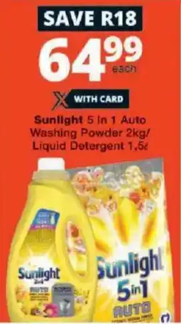 Checkers Sunlight 5 in 1 Auto Washing Powder/ Liquid Detergent offer