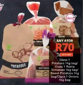 Checkers Class 1 Potatoes/ Class 1 Roma Tomatoes/ Sweet Potatoes/ Class 1 Onions offer