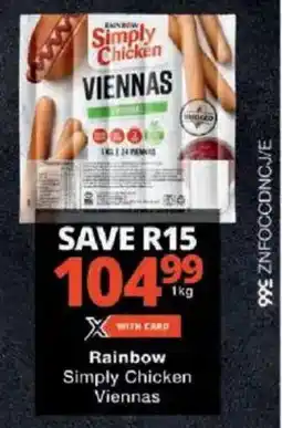 Checkers Rainbow Simply Chicken Viennas offer