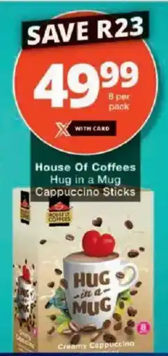 Checkers House Of Coffees Hug in a Mug Cappuccino Sticks offer
