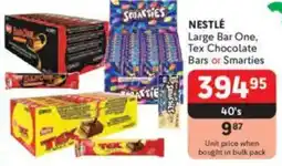 Makro NESTLÉ Large Bar One, Tex Chocolate Bars or Smarties offer