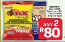 Pick n Pay Nestlé Bar-One, KitKat, Smarties or Tex Chocolate Mini Bag offer