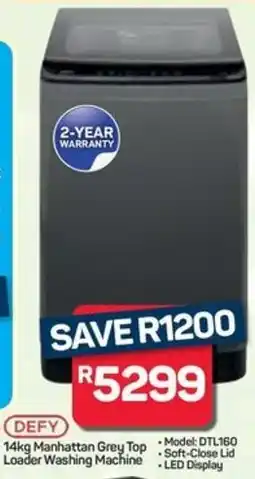 Pick n Pay DEFY Manhattan Grey Top Loader Washing Machine offer