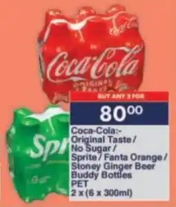 President Hyper Coca-Cola Original Taste/ No Sugar/ Sprite Fanta Orange/ Stoney Ginger Beer Buddy Bottles offer