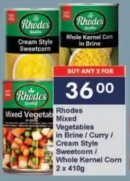 President Hyper Rhodes Mixed Vegetables in Brine/ Curry/ Cream Style Sweetcorn/ Whole Kernel Corn offer