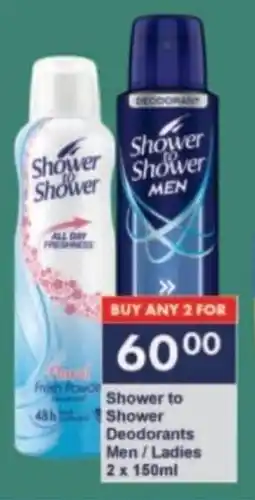 President Hyper Shower to Shower Deodorants Men/ Ladies offer
