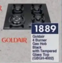 President Hyper Goldair 4 Burner Gas Hob Black with Tempered Glass Top offer