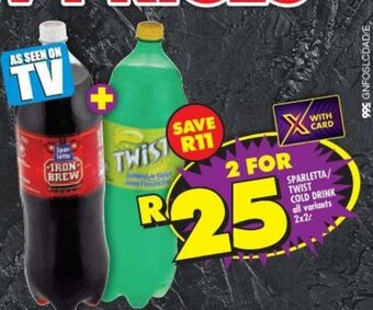 Shoprite Sparletta / Twist Cold Drink All Variants 2x2L offer