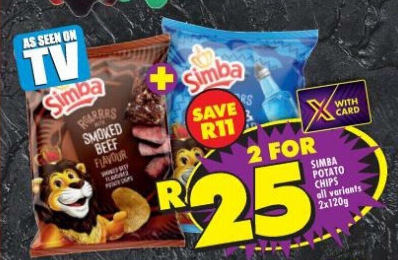 Simba Potato Chips All Variants 2x120g offer at Shoprite