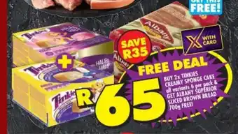 Shoprite 2x Tinkies Creamy Sponge Cake All Variants 6 per pack offer