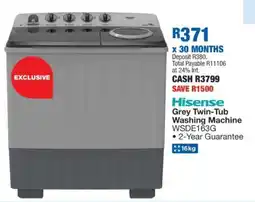 OK Furniture Hisense Grey Twin-Tub Washing Machine WSDE163G offer
