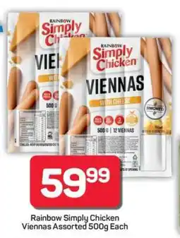 Pick n Pay Hypermarket Rainbow Simply Chicken Viennas Assorted 500g Each offer