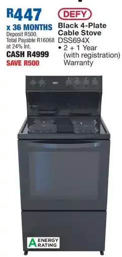 OK Furniture DEFY Black 4-Plate Cable Stove DSS694X offer