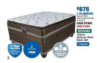 OK Furniture Restonic 152cm Natures Rest Base Set offer