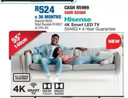OK Furniture Hisense 4K Smart LED TV 55A6Q offer