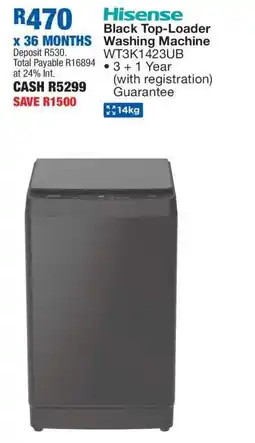 OK Furniture Hisense Black Top-Loader Washing Machine WT3K1423UB offer