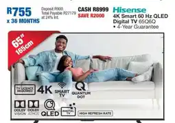 OK Furniture Hisense 4K Smart 60 Hz QLED Digital TV 65QG offer