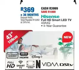 OK Furniture Hisense Full HD Smart LED TV 43A4Q offer