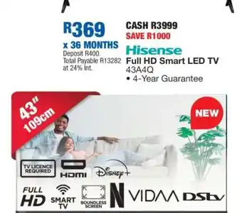OK Furniture Hisense Full HD Smart LED TV 43A4Q offer