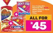 Game Any 2 x Lucky Star Pilchards 215g + Albany Superior Sliced Brown Bread 700g-For All offer
