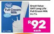 Game Great Value UHT Long Life Full Cream Milk-6 x 1Ltr offer