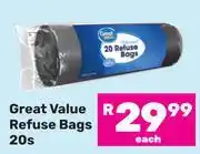Game Great Value Refuse Bags-20's Pack offer