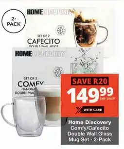 Checkers Hyper Home Discovery Comfy/ Cafecito Double Wall Glass Mug Set offer