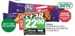 Spar Cadbury Crunchie, P.S., Astros, Lunch Bar, or 5 Star offer