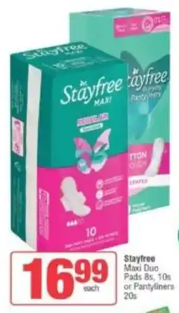 Spar Stayfree Maxi Duo Pads or Pantyliners offer