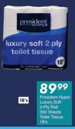 President Hyper President Hyper Luxury Soft 2-Ply Roll 350 Sheets Toilet Tissue offer