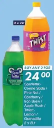 President Hyper Sparletta Creme Soda/ Pine Nut/ Sparberry/ Iron Brew/ Apple Rush/ Twist Lemon/ Granadilla offer
