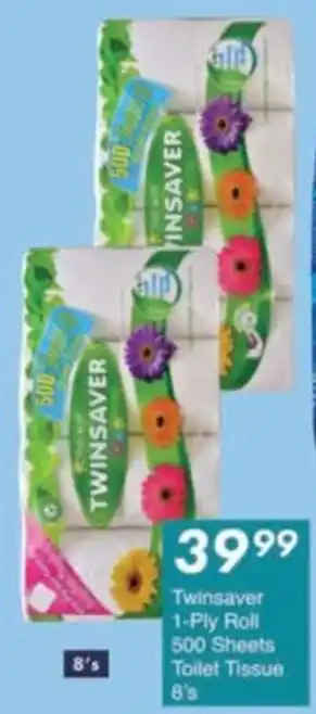 President Hyper Twinsaver 1-Ply Roll 500 Sheets Toilet Tissue offer