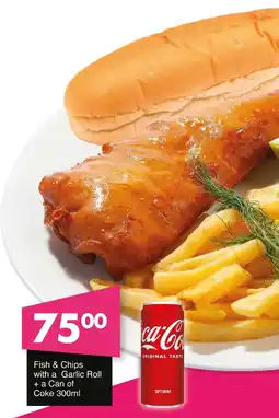 Save Hyper Fish & Chips with a Garlic Roll + a Can of Coke offer