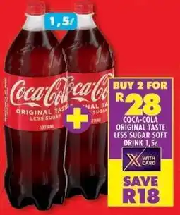 Shoprite Coca-Cola Original Taste Less Sugar Soft Drink, 1.5L offer