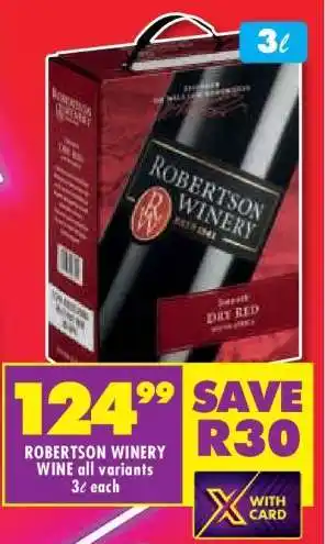 Shoprite ROBERTSON WINERY WINE all variants offer